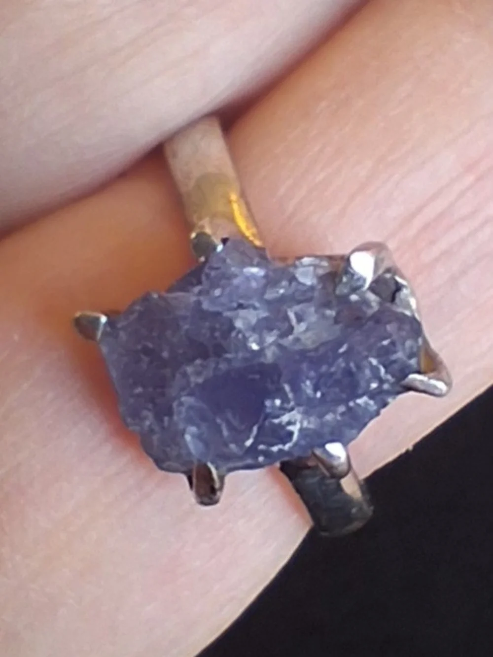 925 Sterling Silver Ring w/Lavender-Blue Tanzanite Stone - Sz 8